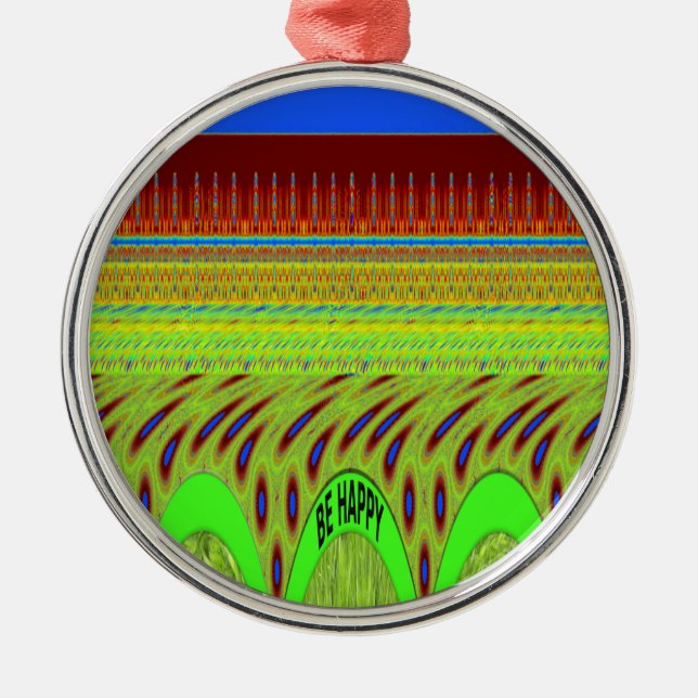Be Happy Colourful Polka Dot Motif Gift Metal Tree Decoration (Front)