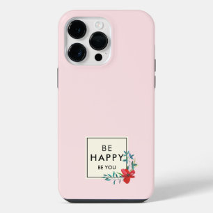 Be Happy Cute Floral Delicate Poppy Bloom Art Pink iPhone 14 Pro Max Case