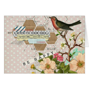 Be Happy Digital Bird collage