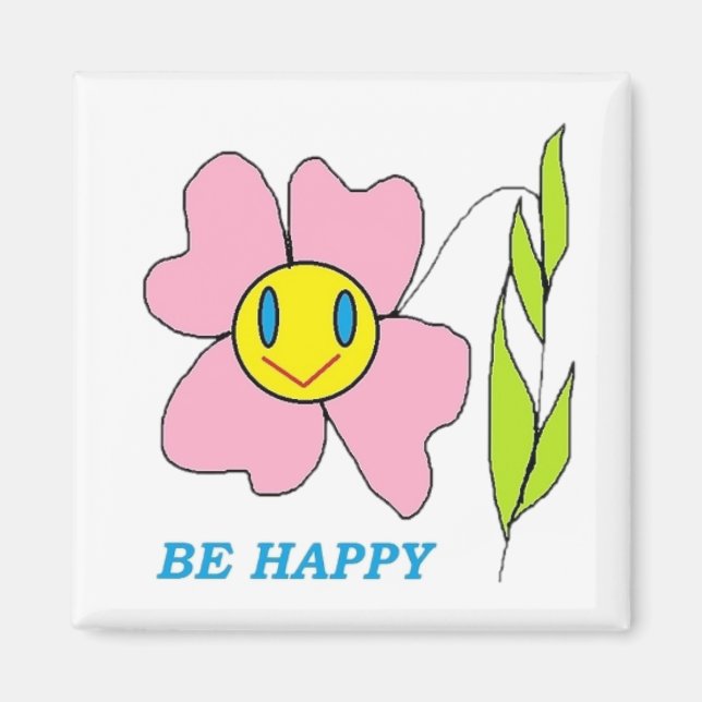 "BE HAPPY" FLOWER MAGNET (Front)