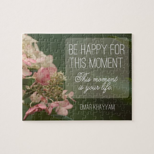 "Be happy for this moment" Inspirational Quote Jigsaw Puzzle (Horizontal)