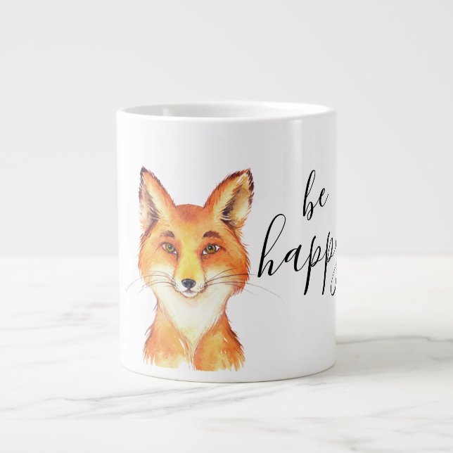 Be Happy Fox Large Coffee Mug (Front)