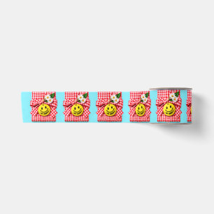 Be Happy Gingham Gift Wrap Satin Ribbon