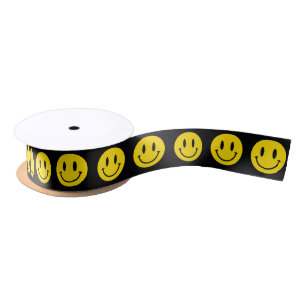 Be Happy Grinning Face Funny Any background colour Satin Ribbon