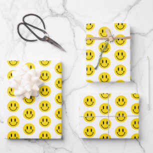 Be Happy Grinning Face Funny Any background colour Wrapping Paper Sheet