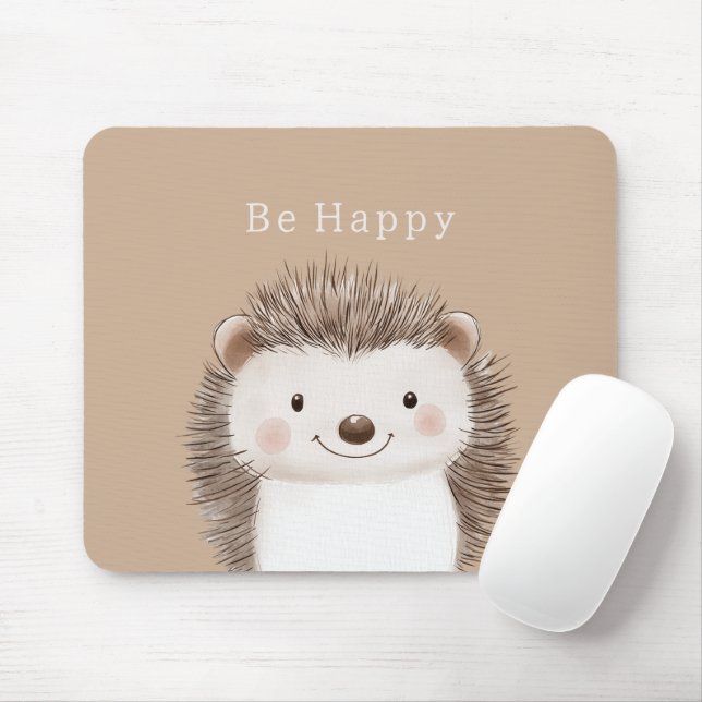 Be Happy Hedgehog Mouse Pad (With Mouse)
