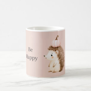 Be Happy Hedgehog Pink Pumpkin Coffee Mug