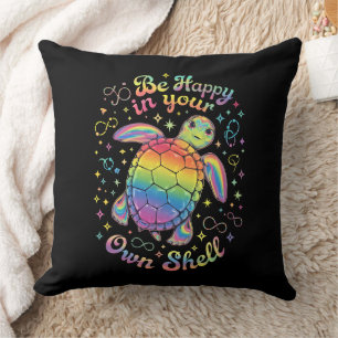 Be Happy In Your Own Shell Rainbow Turtle Autism Cushion