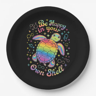 Be Happy In Your Own Shell Rainbow Turtle Autism Paper Plate