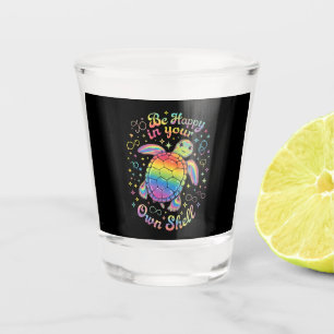 Be Happy In Your Own Shell Rainbow Turtle Autism Shot Glass