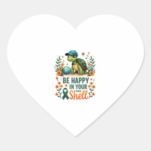 Be Happy In Your Own Shell Turtle Autism Awareness Heart Sticker