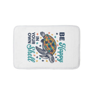 Be Happy In Your Own Shell Turtle Shirt Design_1 Bath Mat