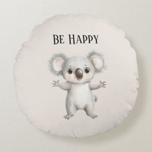 Be Happy Koala Bear Round Cushion