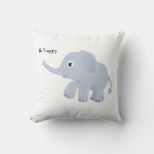 Be Happy Lavender Elephant Pillow