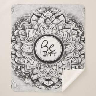 Be Happy Mandala Patterns Sherpa Blanket
