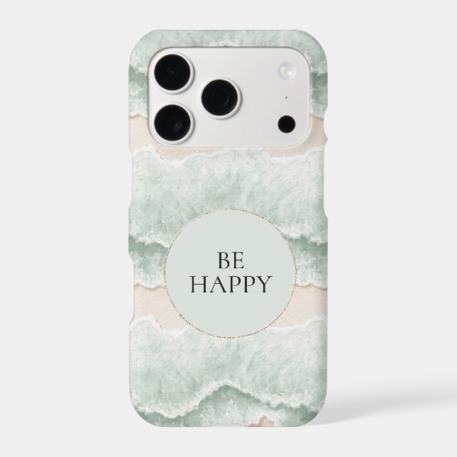 Be Happy Mint Circle Beach Aqua Waves (Back)