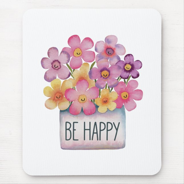 Be Happy Mouse Pad (Front)