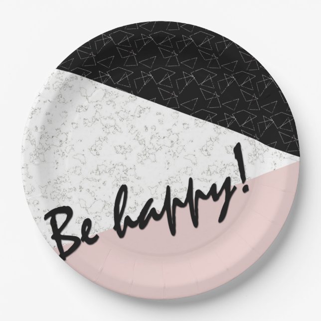 Be happy! paper plate (Front)
