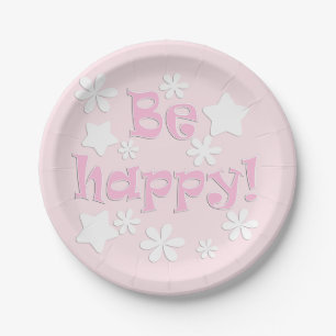 Be happy! paper plate