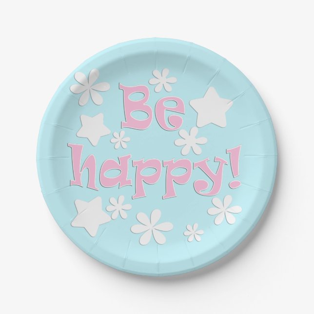 Be happy! paper plate (Front)