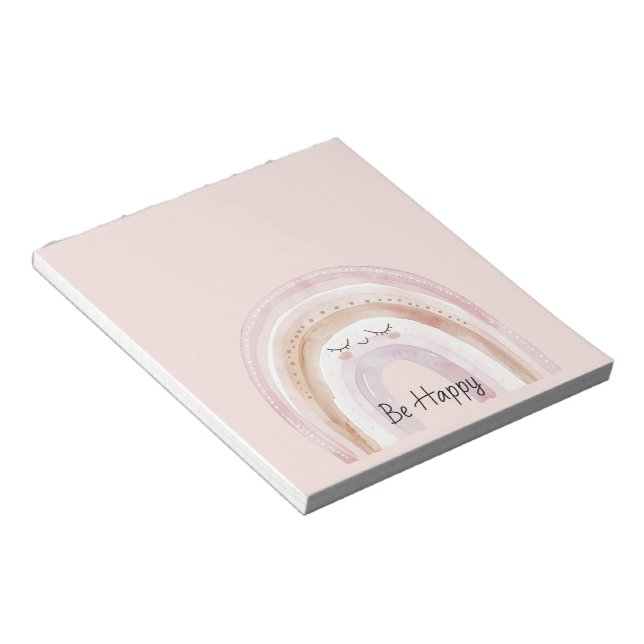 Be Happy Rainbow with Eyelashes Notepad (Angled)