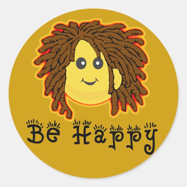 Be Happy Rasta Mon Dreadlocks Classic Round Sticker (Front)
