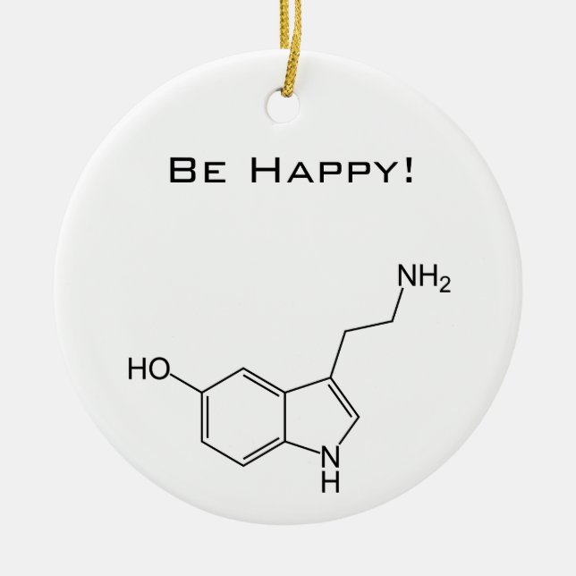 Be Happy! Serotonin Ceramic Ornament (Front)
