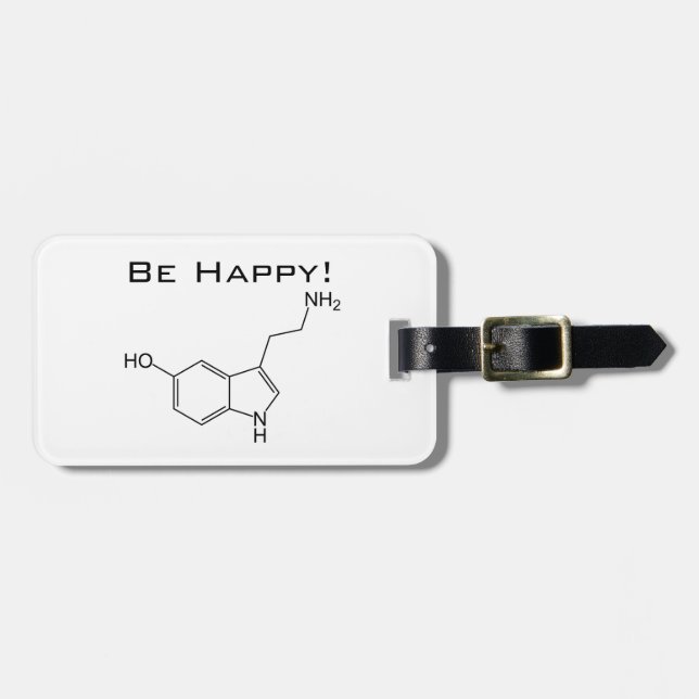 Be Happy! Serotonin Luggage Tags (Front Horizontal)