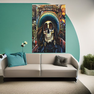 Be happy Skull   AI Art Poster