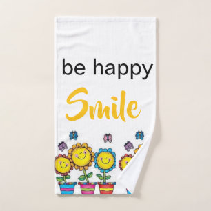 Be Happy Smile Sunflowers Bathroom Towel Sets