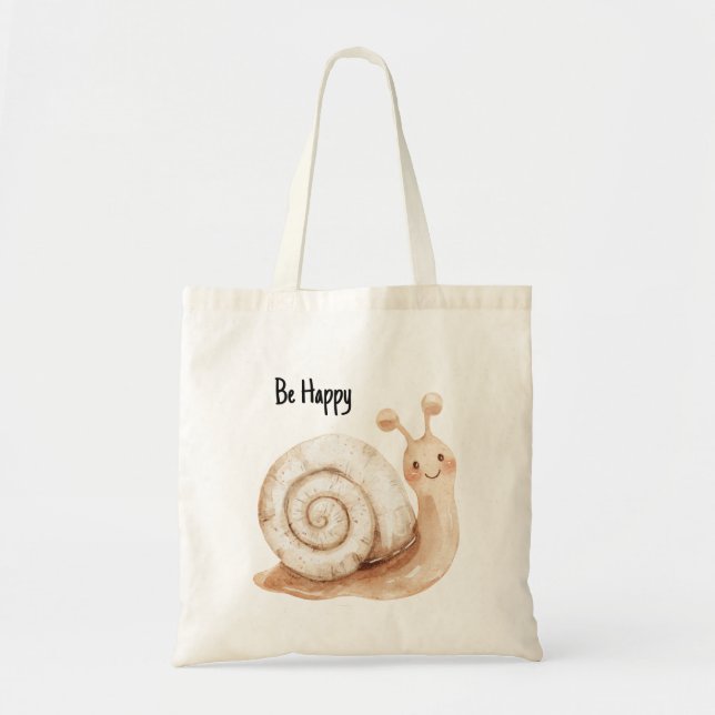 Be Happy Snail Tote Bag (Front)