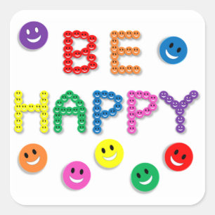 Be Happy Square Sticker