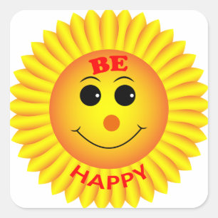 Be Happy Square Sticker