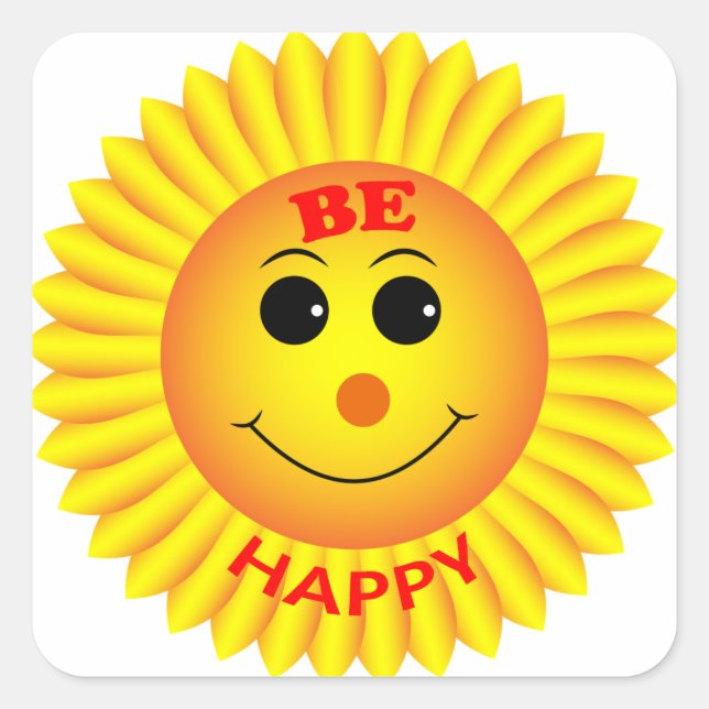 Be Happy Square Sticker (Front)