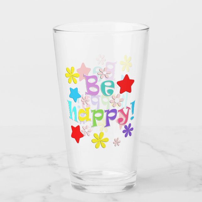 Be happy!, stars, love glass (Front)