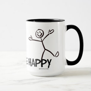 BE HAPPY STICK FIGURE MUG