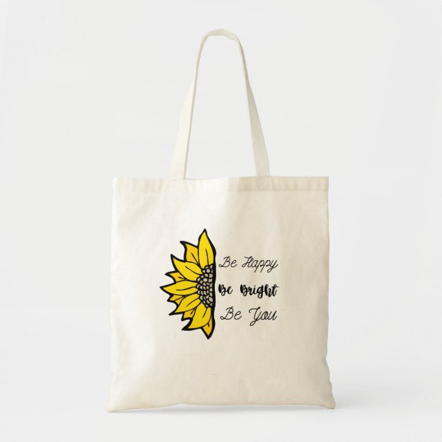 Be Happy Sunflower Tote Bag (Front)