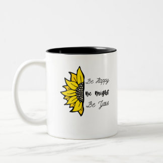 Be Happy Sunflower Two-Tone Coffee Mug