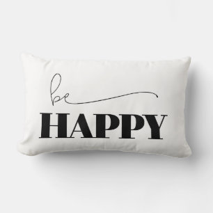 Be Happy Typography Lumbar Cushion