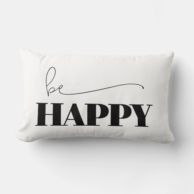 Be Happy Typography Lumbar Cushion (Front)