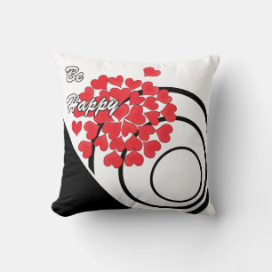Be happy!, typography, wish, heart, wedding, love, cushion
