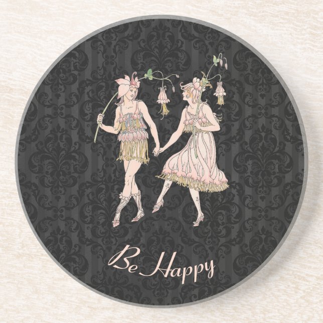 Be Happy Vintage Shakespeare's Garden Women  Coaster (Front)