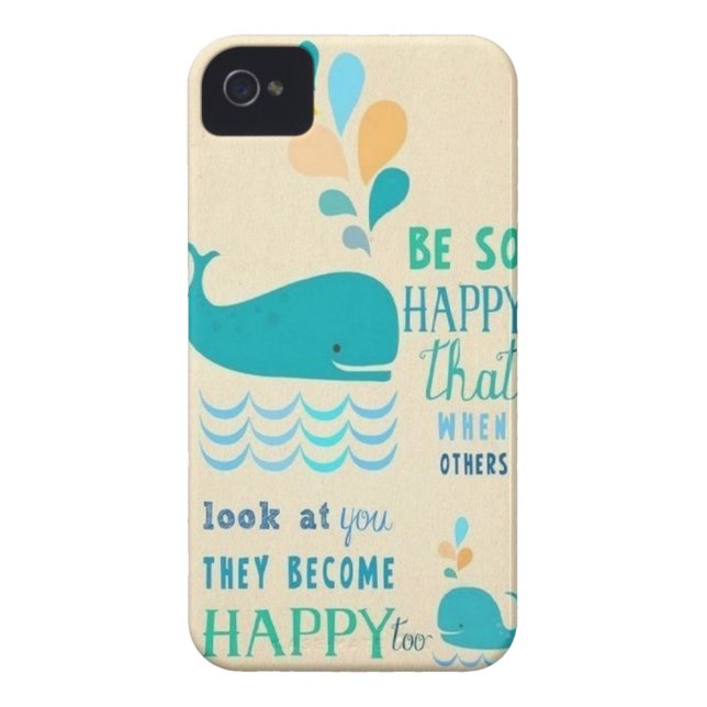 Be Happy whale iPhone 4 case! Case-Mate iPhone Case (Back)
