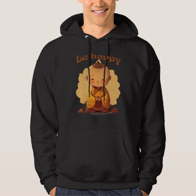 Be Happy  Zen Little Baby Buddha  Mandala Hoodie (Front)