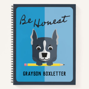 Be Honest Cute Grey Puppy Dog Art Blue Notebook
