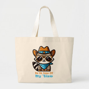 Be In Awe Of My 'Tism - Cute Racoon Funny Autism Large Tote Bag