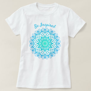 Be Inspired Teal Blue Mandala Dream Catcher Doilie T-Shirt