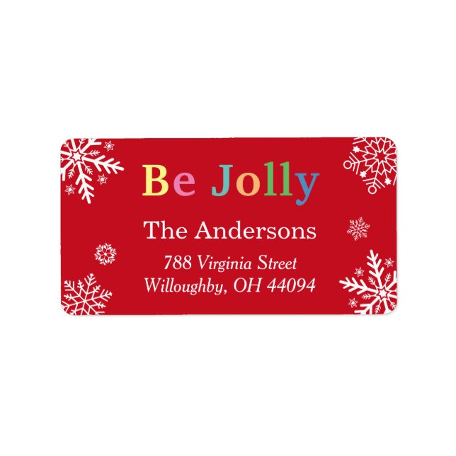 Be Jolly Snowflakes Holiday Blessings Label (Front)