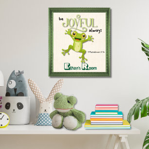 Be Joyful Always Bible Scripture Frog Poster