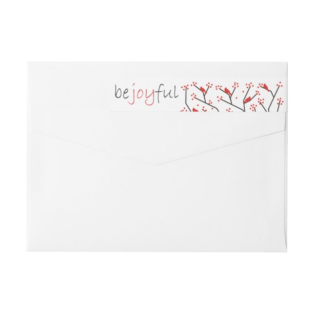 “Be joyful” cardinals & berries Christmas holiday Wrap Around Label (Back)